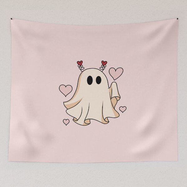 Item preview, Cute Ghost Retro Pink Hearts Valentines Day designed and sold by ArtMeetsPizza.