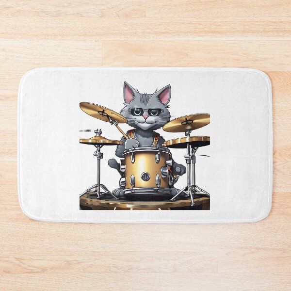 Item preview, Rocker Cat is playing the drum set. designed and sold by Vibes-vintage.