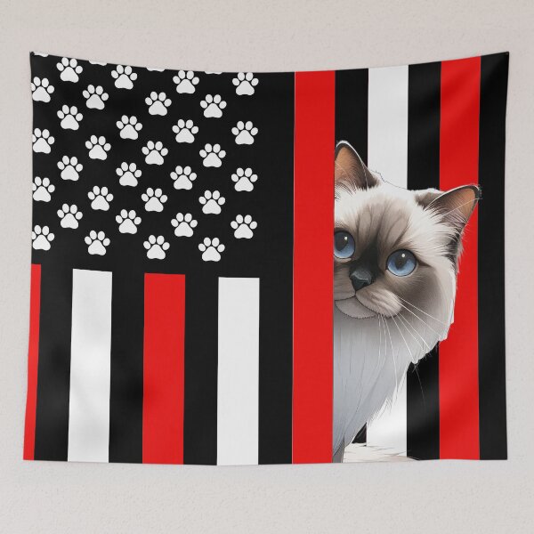 Item preview, Birman Cat Peeking Behind The American Flag designed and sold by TheAnimalZ00.