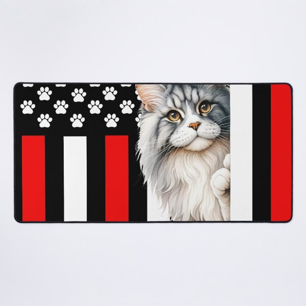 Item preview, Maine Coon Cat Peeking Behind The American Flag designed and sold by TheAnimalZ00.
