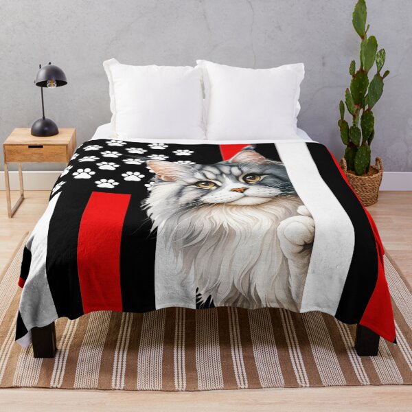 Item preview, Maine Coon Cat Peeking Behind The American Flag designed and sold by TheAnimalZ00.
