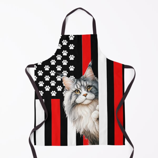 Item preview, Maine Coon Cat Peeking Behind The American Flag designed and sold by TheAnimalZ00.