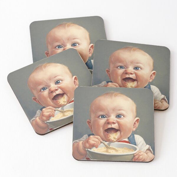 Item preview, a comical baby eats his porridge designed and sold by janjacbu.