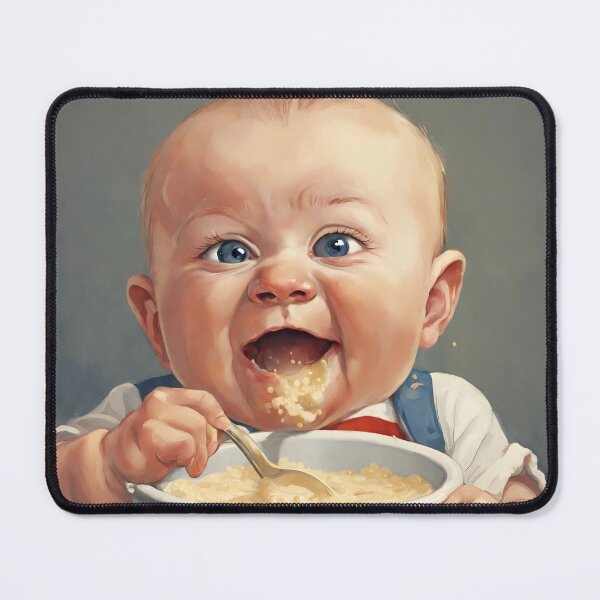 Item preview, a comical baby eats his porridge designed and sold by janjacbu.