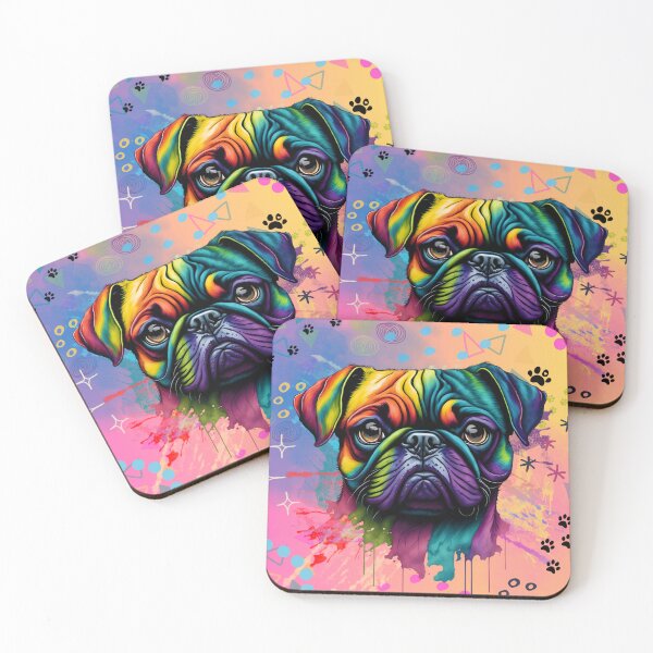 Item preview, Watercolor Rainbow Pug Dog designed and sold by MHexpressions.