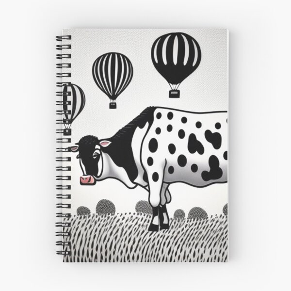 Item preview, Black and white print cow and hot air balloons  designed and sold by Roxburylane.