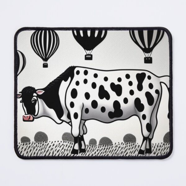 Item preview, Black and white print cow and hot air balloons  designed and sold by Roxburylane.