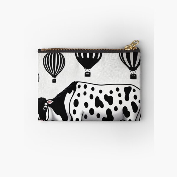 Item preview, Black and white print cow and hot air balloons  designed and sold by Roxburylane.