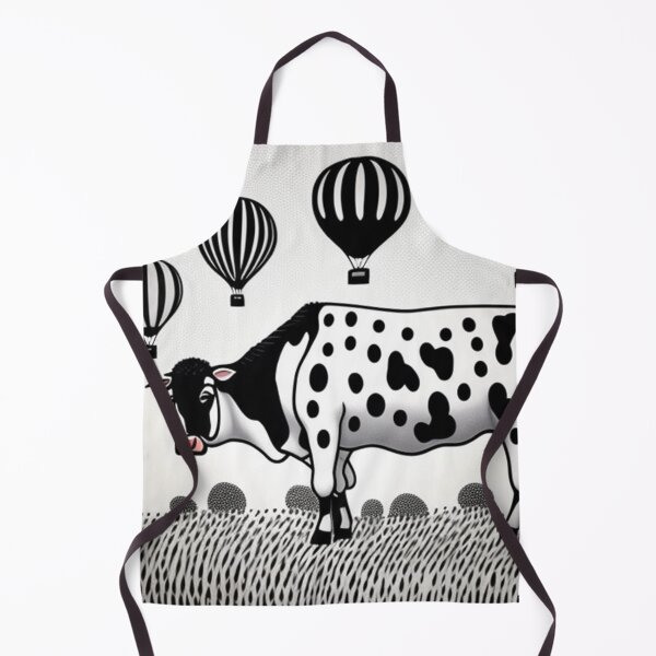Item preview, Black and white print cow and hot air balloons  designed and sold by Roxburylane.