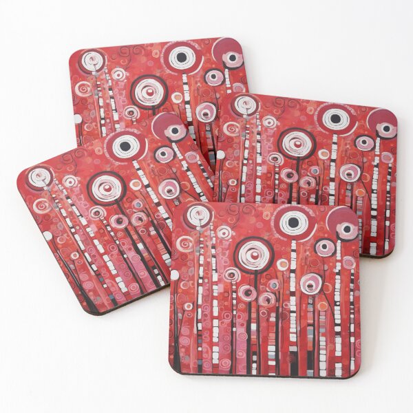 Item preview, Gustav Klimt  Red and Pink Abstract Flowers  designed and sold by Vicky Brago-Mitchell®.