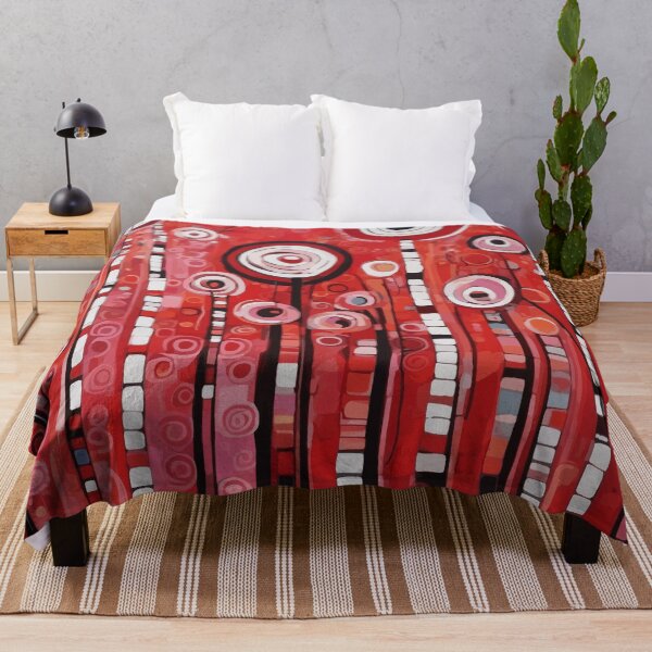 Item preview, Gustav Klimt Red and Pink Abstract Flowers designed and sold by Vicky Brago-Mitchell®.