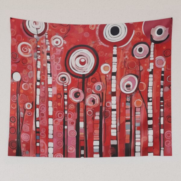 Item preview, Gustav Klimt  Red and Pink Abstract Flowers  designed and sold by Vicky Brago-Mitchell®.
