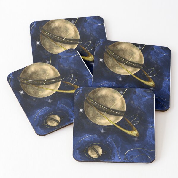 Item preview, Gold Planets on Blue Ink designed and sold by jReneeLovesArt.