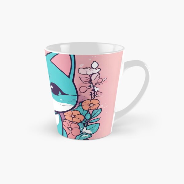 Item preview, Aqua Kawaii Cat with Floral Accents designed and sold by inkArtistryfine.
