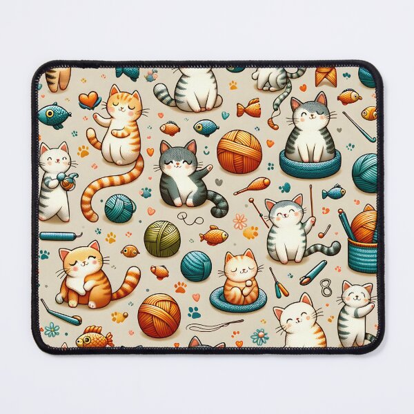 Item preview, Playful Kittens and Yarn Pattern designed and sold by inkArtistryfine.