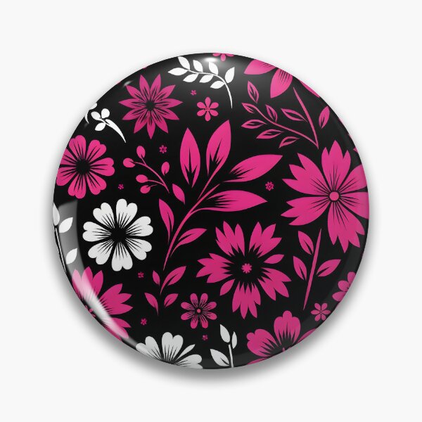 Item preview, Pink Blossoms on Midnight Fabric designed and sold by inkArtistryfine.