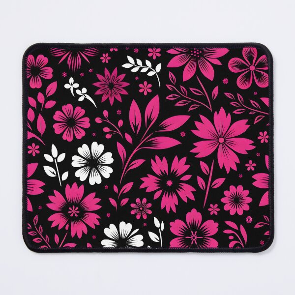 Item preview, Pink Blossoms on Midnight Fabric designed and sold by inkArtistryfine.