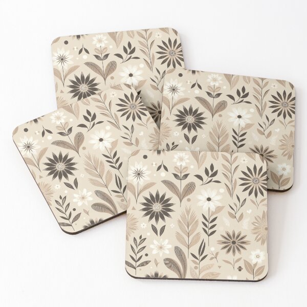 Item preview, Aesthetic Beige Floral Pattern  designed and sold by AIExpressive.