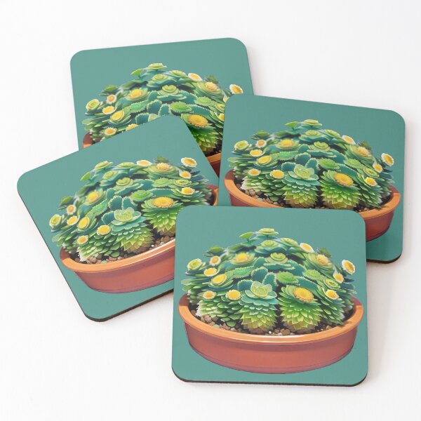 Item preview, Flower Pot of Blooming Yellow Succulents designed and sold by ZipperDragon88.