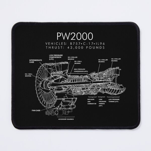 Item preview, PW2000 Turbine Engine for the 757 Jet (White on Black) designed and sold by DontGiveaShirt.