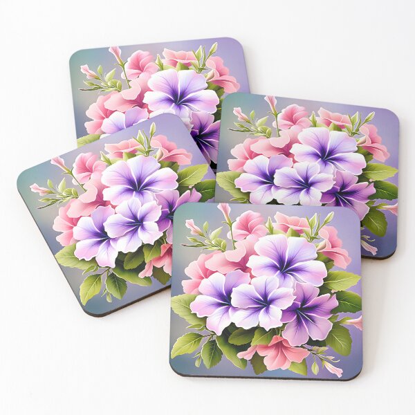 Item preview, Painting of Pink and Lilac Petunia Flowers designed and sold by Petalandfur.