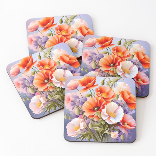 Item preview, Painting of Orange and White Poppy Flowers designed and sold by Petalandfur.