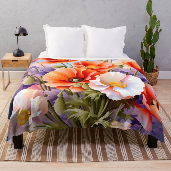 Item preview, Painting of Orange and White Poppy Flowers designed and sold by Petalandfur.