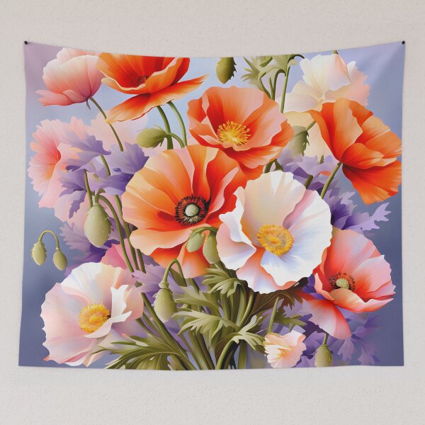 Item preview, Painting of Orange and White Poppy Flowers designed and sold by Petalandfur.