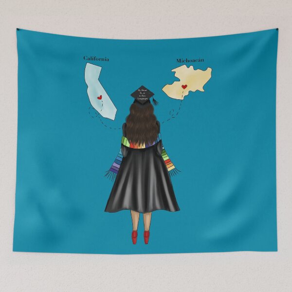 Item preview, Latina Graduation Fashion Illustration with California and Michoacan States  designed and sold by SMillustrations.