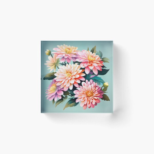 Item preview, Painting of Pink and Beige Zinnia Flowers designed and sold by Petalandfur.