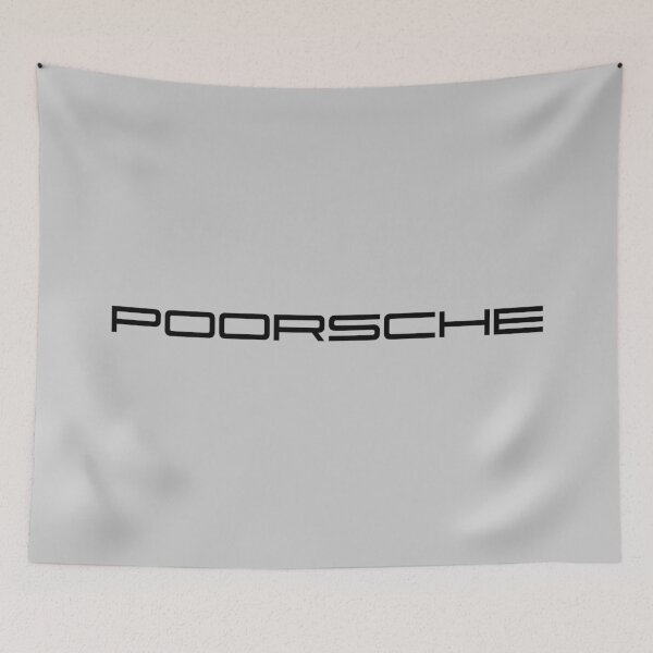 Item preview, POORsche, fa*e transparent sticker, bumper sticker designed and sold by Cerulean-Shop.