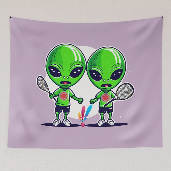 Item preview,  Aliens also like to play badminton. designed and sold by Zofia Sosnecka.