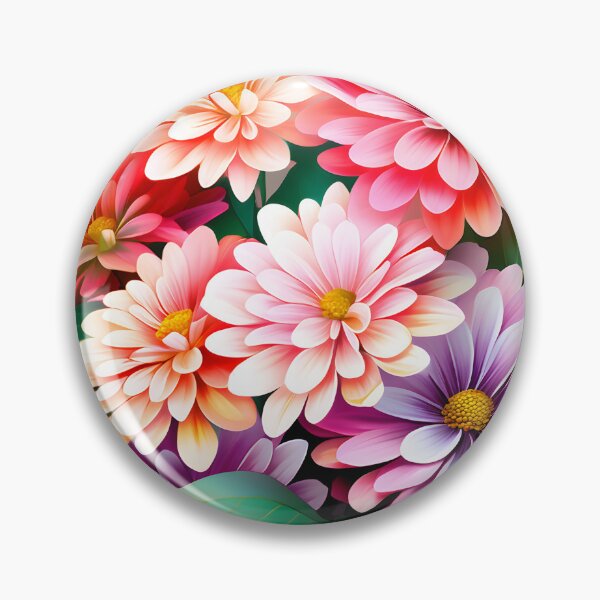 Item preview, Painting of Orange and Lilac Zinnia Flowers designed and sold by Petalandfur.