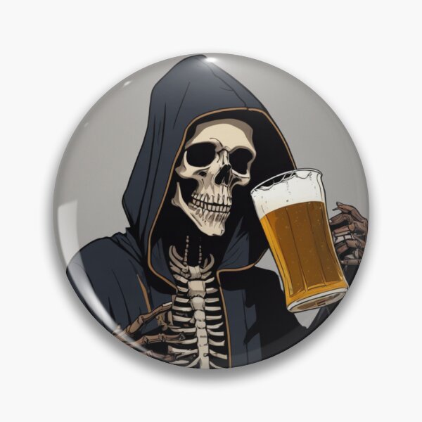 Item preview, Chilling Brew: A Skeleton Enjoying a Pint of Beer designed and sold by DotsAndDesigns.