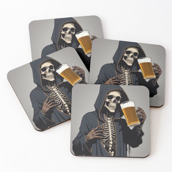Item preview, Chilling Brew: A Skeleton Enjoying a Pint of Beer designed and sold by DotsAndDesigns.