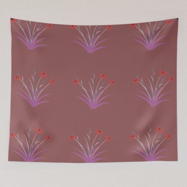 Item preview, Red flowers brown background designed and sold by Mini-Anni.