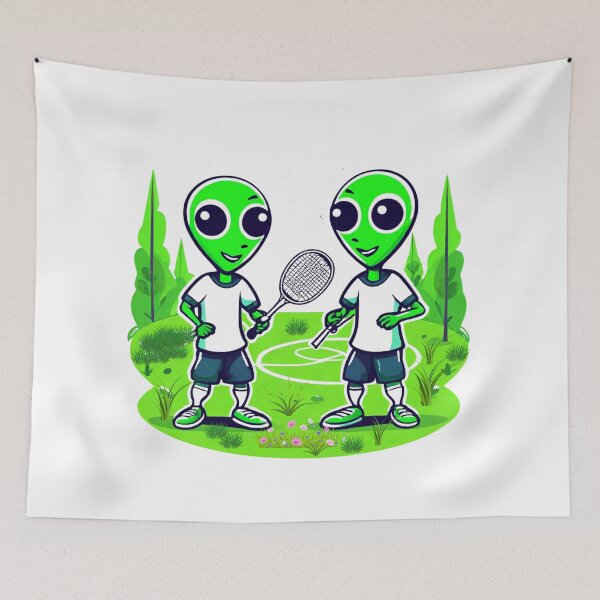 Item preview, Aliens also like to play badminton. designed and sold by Zofia Sosnecka.
