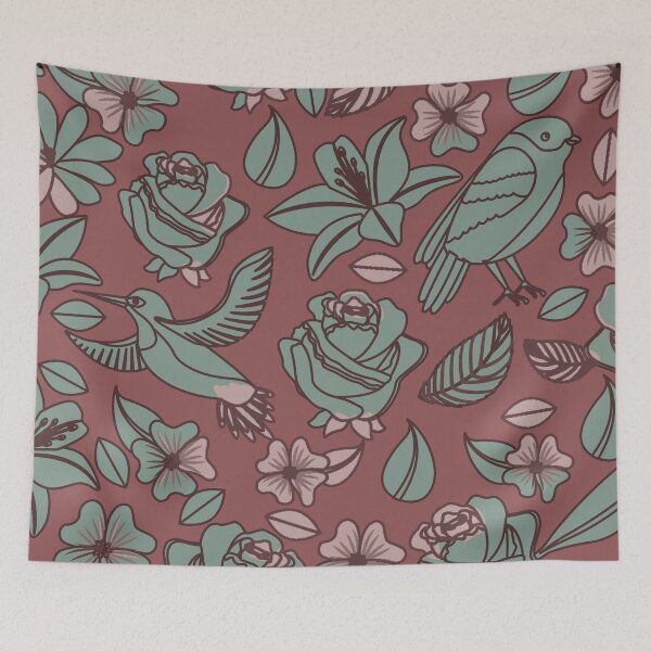 Item preview, Green bird brown background designed and sold by Mini-Anni.