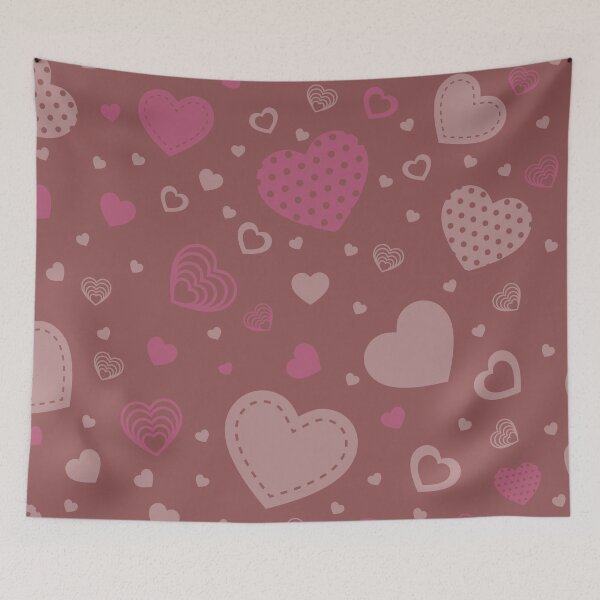 Item preview, Pink hearts brown background designed and sold by Mini-Anni.