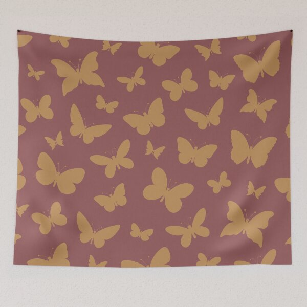 Item preview, Yellow butterfly brown background designed and sold by Mini-Anni.