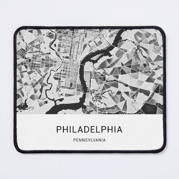 Item preview, Philadelphia Pennsylvania Named City Map - Black and White Monochrome designed and sold by StylishStacks.