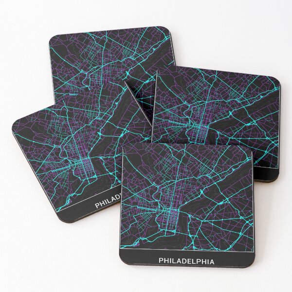 Item preview, Philadelphia Pennsylvania Named City Map - Neon Fantasy designed and sold by StylishStacks.