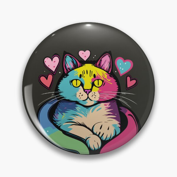 Item preview, Multicoloured Cat With Love Hearts designed and sold by griceyvisuals.