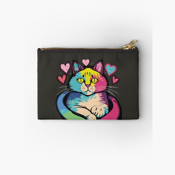 Item preview, Multicoloured Cat With Love Hearts designed and sold by griceyvisuals.
