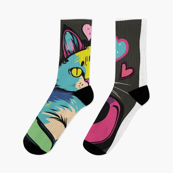 Item preview, Multicoloured Cat With Love Hearts designed and sold by griceyvisuals.
