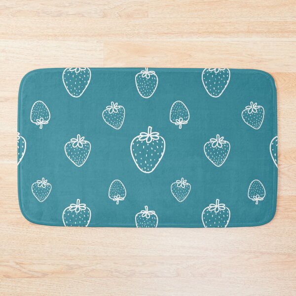 Item preview, White strawberry turquoise background designed and sold by Mini-Anni.