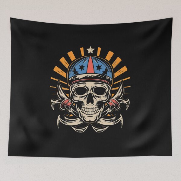 Item preview, American Traditional Death and Glory Skull Tattoo designed and sold by Goku Creations.