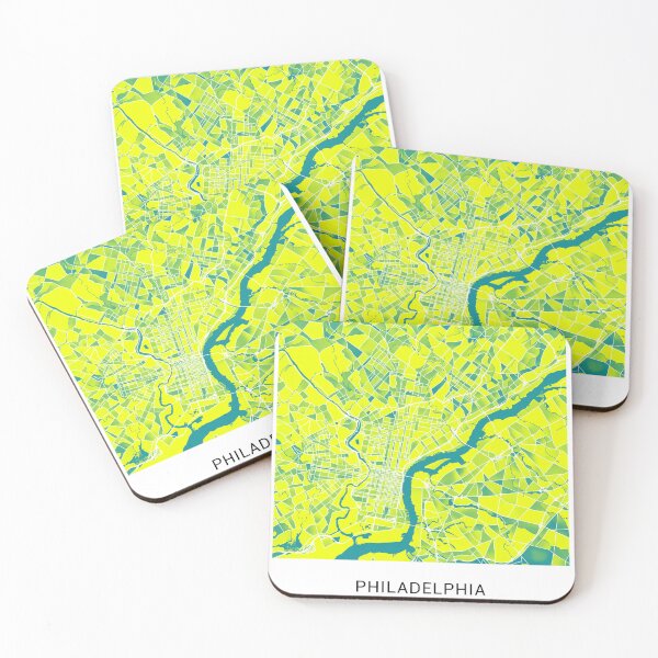 Item preview, Philadelphia Pennsylvania Named City Map - Green-Yellow Duotone designed and sold by StylishStacks.