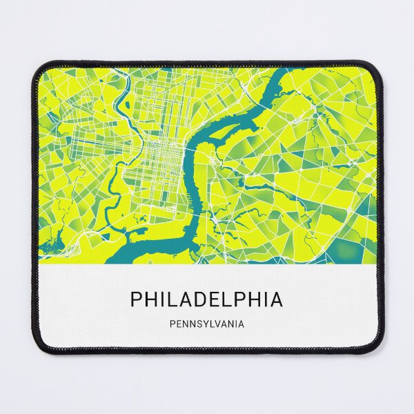 Item preview, Philadelphia Pennsylvania Named City Map - Green-Yellow Duotone designed and sold by StylishStacks.