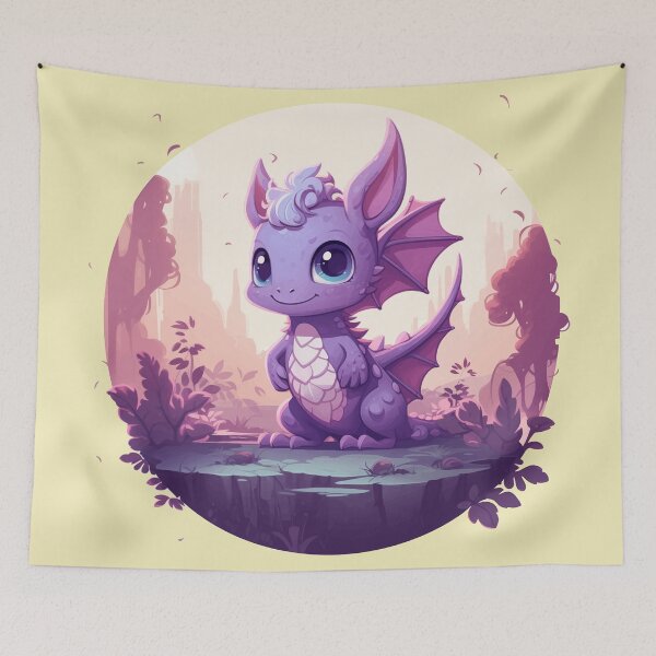Item preview, Cute Purple Baby Dragon Cartoon Anime Style designed and sold by FantasyFair.
